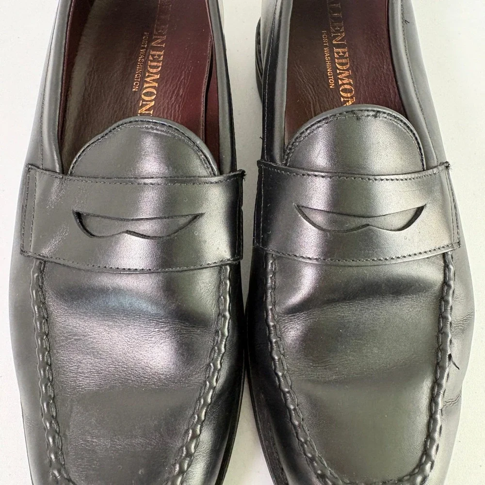 Allen Edmonds Penny Loafers Mens 9.5 D Black Leather Slip On Dress Shoes 3032
